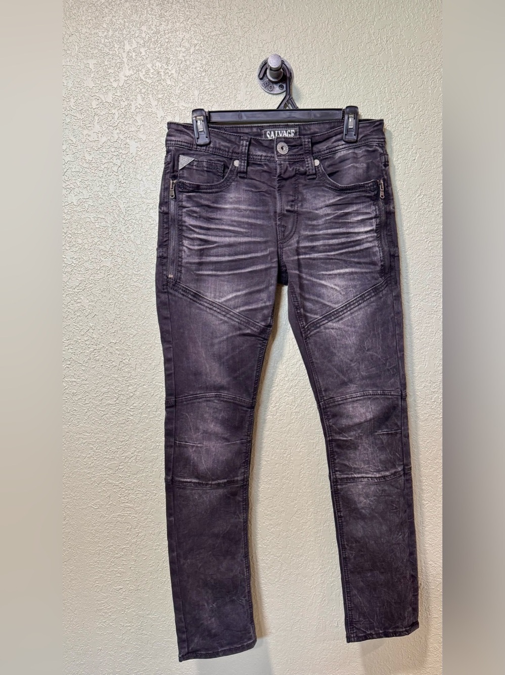 Salvage Men's Faded Black Grey Skinny Jeans 29